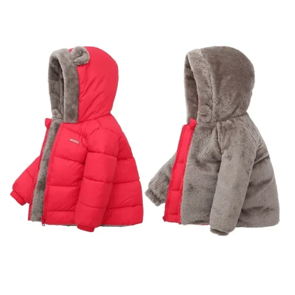 Baby Boys Girls Jacket Hooded Cotton Outerwear Children's Thick Fleece Coat Cashmere Padded Jackets Winter Boys Girls Warm Coats - Image 2