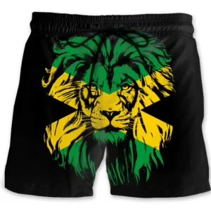 Jamaica flag Lion Emblem beach shorts