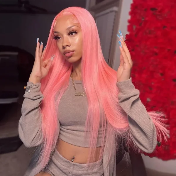 Pink Lace Front Wig Human Hair For Women 13x4 Hd Lace Frontal Wig Brazilian 613 13x6 Colored Straight Lace Front Wigs - Image 2